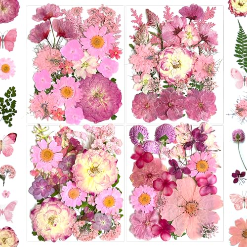 132pcs Natural Dried Pressed Flowers and Butterfly Stickers for Resin Crafts