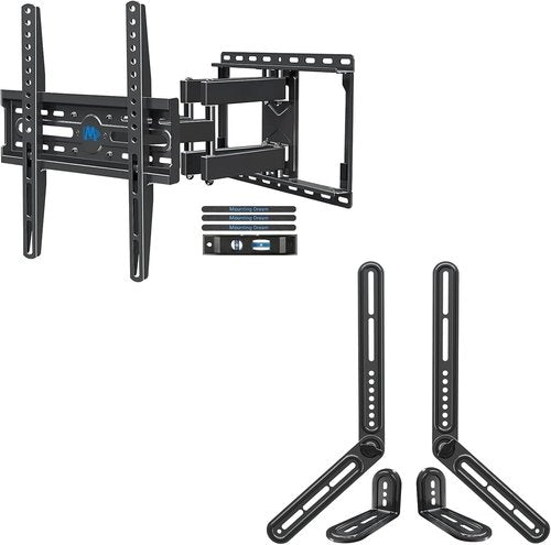 Mounting Dream Full Motion TV Wall Mount - Fits 26-65 Inch TVs, Max VESA 400x400mm, 99 LBS Capacity | Includes Sound Bar Mount Up to 15 LBS