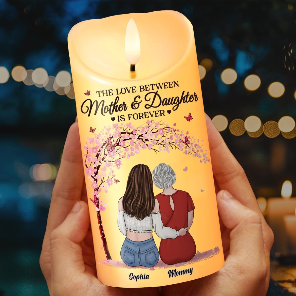 Regine Switzerland Personalized LED Flameless Candles - Mother & Daughter Gift for Special Occasions