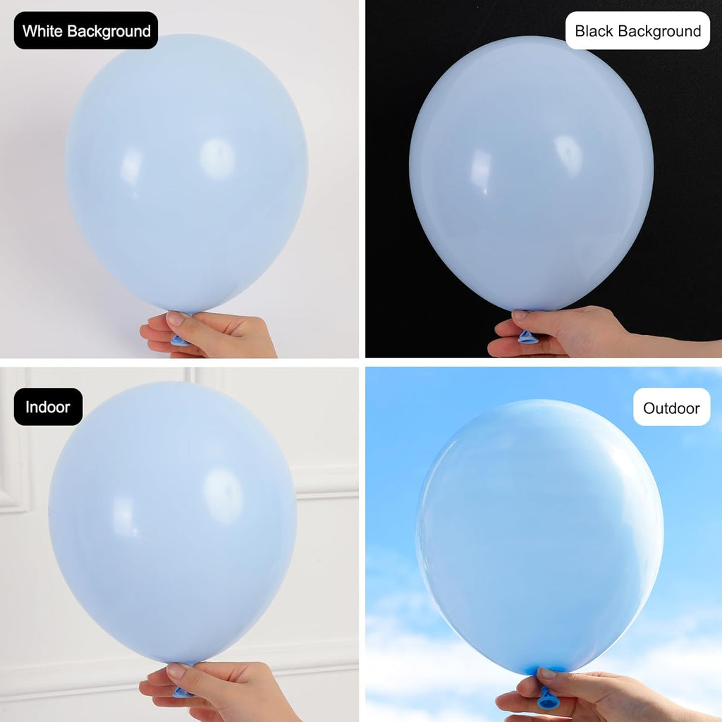 RUBFAC Light Baby Blue Balloons - 135pcs in Various Sizes for Baby Shower & Party Decor | Latex Pastel Blue