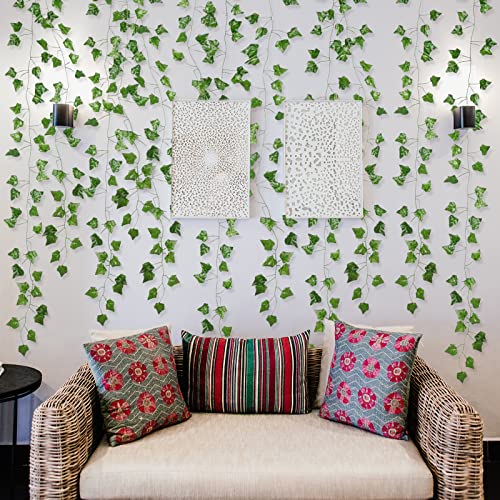 Artificial Ivy Vines (12 Pack, 84 Feet) - Lifelike Hanging Greenery for Home Decor