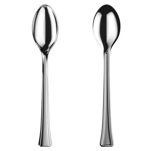 Mini Dessert Spoons - Bulk Pack of 200 Mini Silver Disposable Spoons - 4 Inch Plastic - Bpa Free - Food Safe