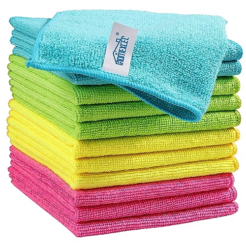 HOMEXCEL 12-Pack Microfiber Cleaning Cloths 11.5x11.5in Lint-Free Towels