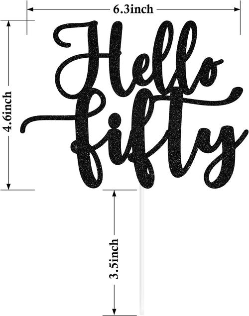 Hello Fifty | 50 & Fabulous Cake Topper - Celebrate 50 Years with Stylish Birthday Decorations