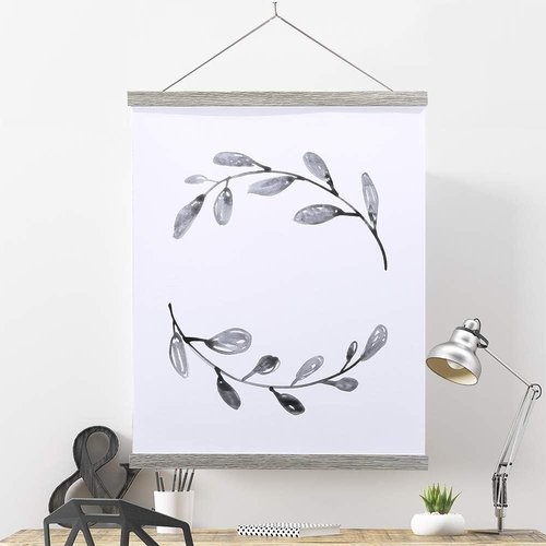 Benjia Magnetic Poster Hanger - 23" Wooden Frame for Canvas & Artwork | Easy Wall Display (Grey)