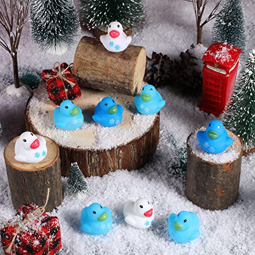 Jerify 200 Pcs Mini Rubber Ducks Snowflake Winter Christmas Party Favors