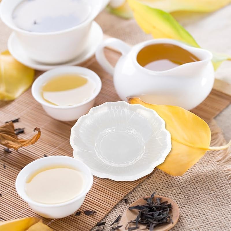 4 Pack Transparent Glass Tea & Coffee Saucers, 3.54 Inch Round