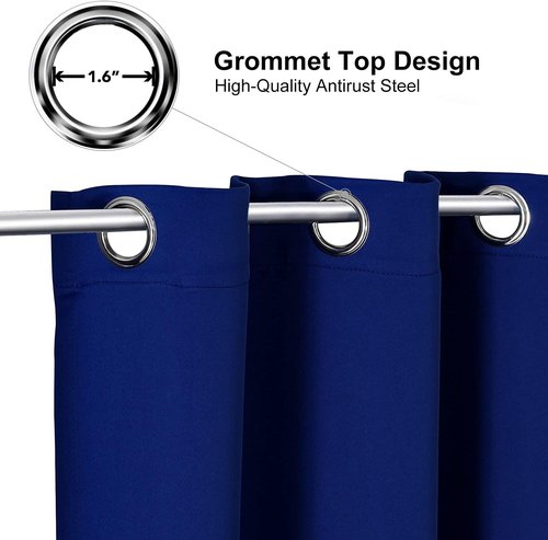 ChrisDowa Blackout Curtains - Thermal Insulated Room Darkening Panels | 108 Inches Long, Royal Blue, 2-Panel Set