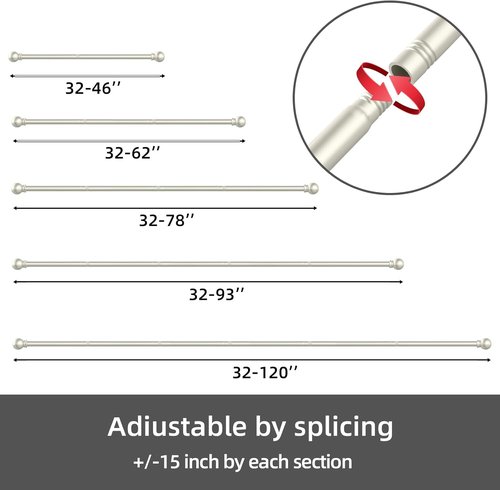 GXOACKJ Curtain Rods - Heavy Duty Decorative Metal Set for Windows 28-78 Inches | 5/8 Inch Nickel Finish