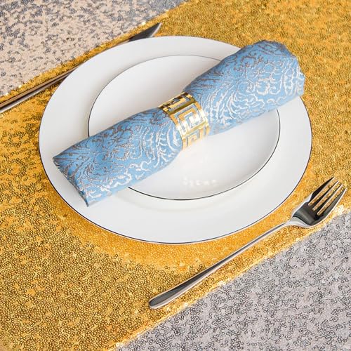 HMQIANG 6 Pack Gold Sequin Table Runners 12x108 Inch Party Decor Set