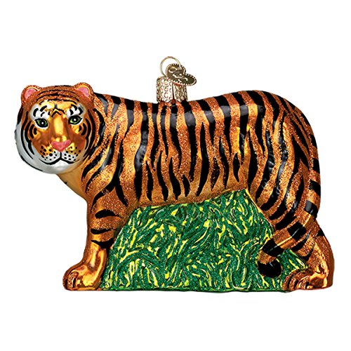 Handcrafted Glass Tiger Christmas Ornament, Mouth-Blown Holiday Decor