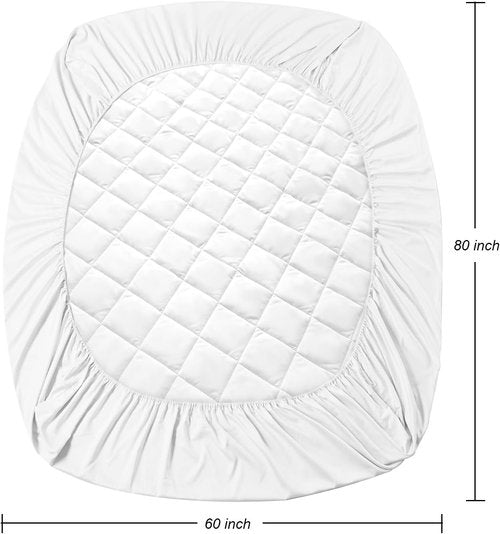 EIUE Quilted Mattress Pad - Lightweight & Breathable Queen Mattress Topper Protector | Machine Washable, White (60x80 inches)
