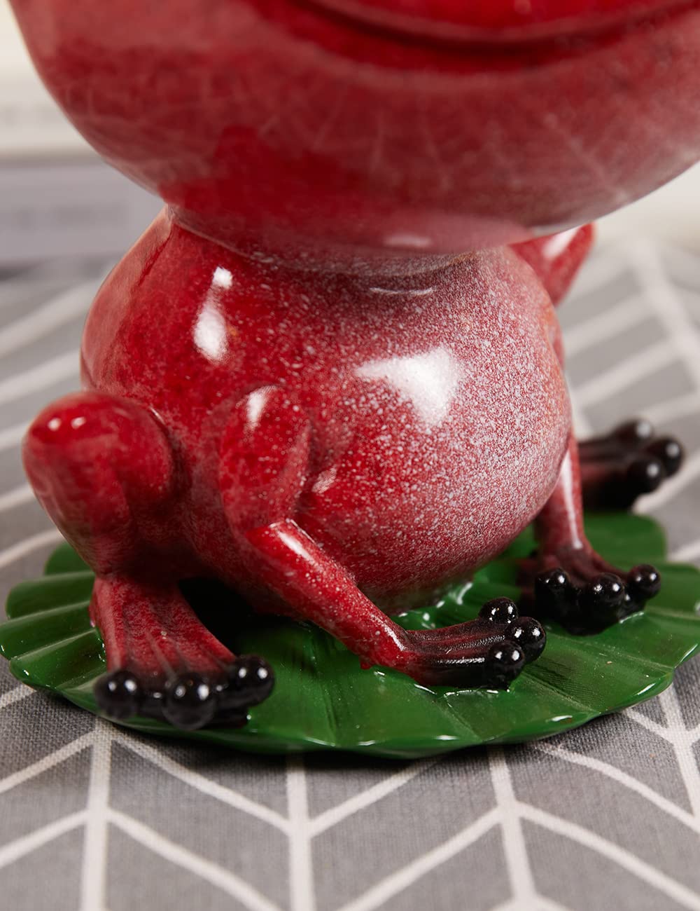 NENBOLEC Candy Dish Cookie Jar Frog Figurine Sculpture Modern Decor Gifts Polyresin Statue Red 8.0 inch