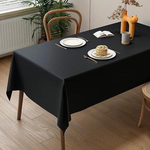 Black Plastic Tablecloth by [Brand Name] - 54"x108" Rectangular Disposable Cover for Parties & Events