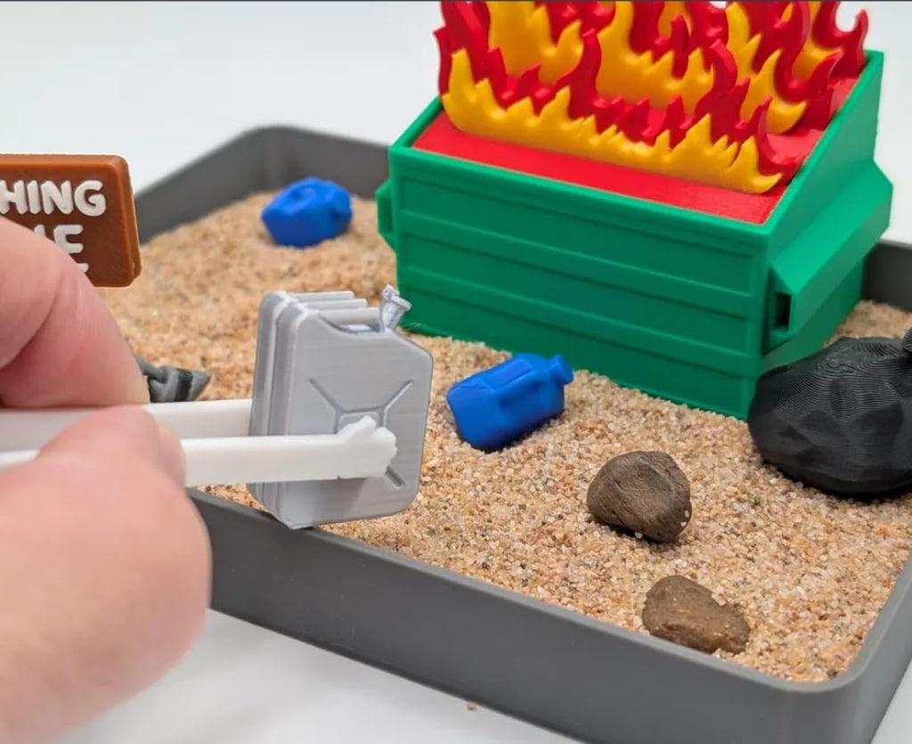Zen Garden - Dumpster Fire Design for Stress Relief | Perfect Desk Decoration