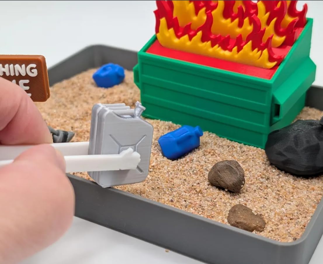 Zen Garden - Dumpster Fire Design for Stress Relief | Perfect Desk Decoration