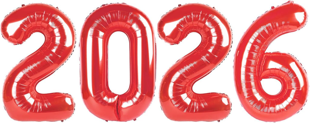 New Year’s Eve Decorations - 40 Inch Red Number Balloons for 2026 Celebrations | Perfect for Parties & Graduations