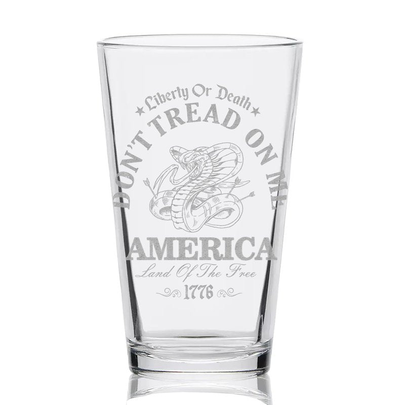 DON'T TREAD ON ME Engraved Pint Glass | Great Patriotic Military Veteran Gift Idea!