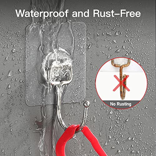 Heavy-Duty Adhesive Wall Hooks - 10 Pack Clear Traceless Hangers