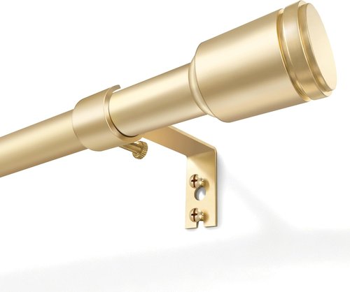 Gold Adjustable Curtain Rods by [Brand Name] - 5/8” Diameter, 30-120 Inch for Windows with Brackets