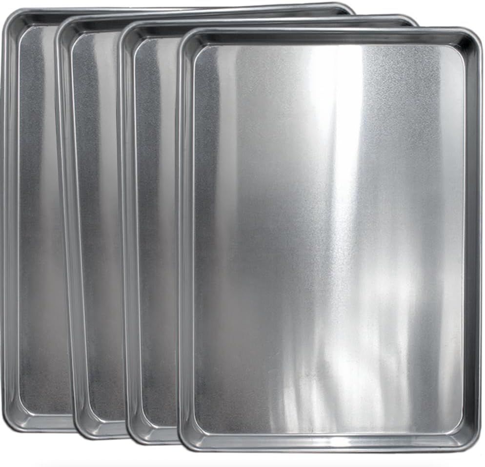 Saffron & Sage Home Living Cookie Sheet Pan Set - 4 Pack Heavy-Duty Aluminum Baking Sheets | 18x13, Rust & Warp Resistant