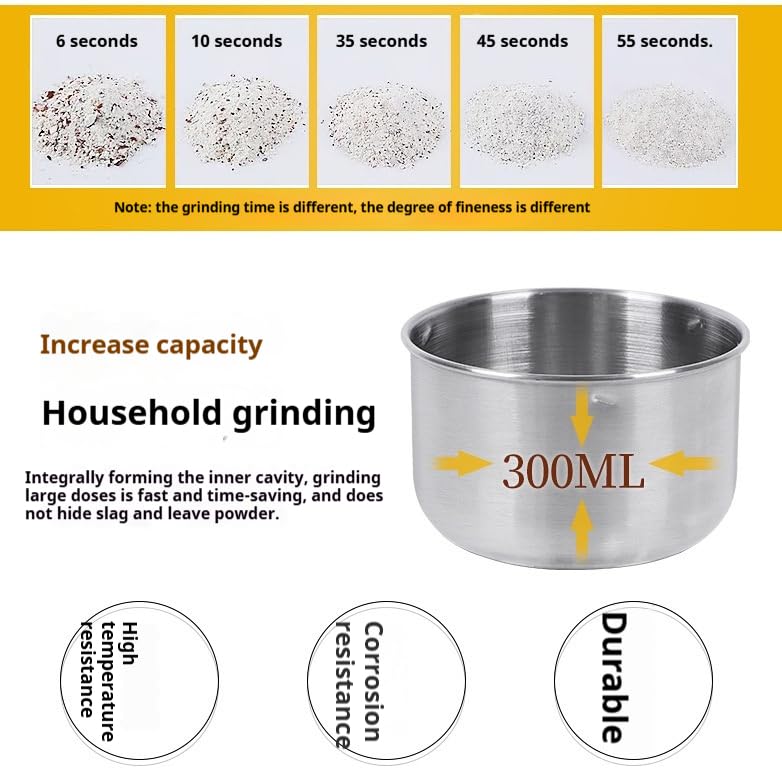 300g Stainless Steel High-Speed Grain Mill and Spice Grinder
