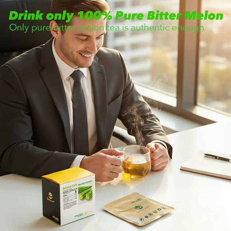 Soilmount - Bitter Melon Tea - |Ku Gua|苦瓜|여주| - Pure Herbal Tea - Natural, Organic, Non-GMO, Clean Ingredients, Caffeine Free (18 Tea Bags, Box 1)
