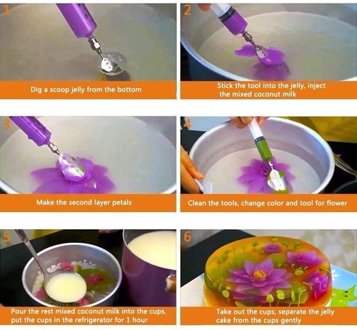 ANDRSAN Gelatin Jelly Art Starter Kit, 3D Flower Cake Decorating Tool, Set of 20 Piece DIY Needle Tips Pastry Tools