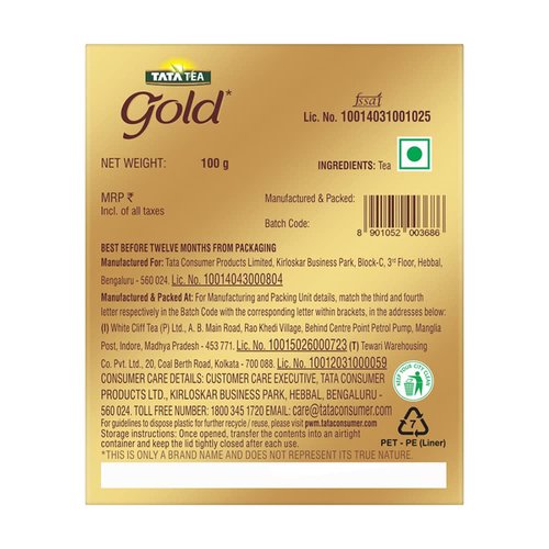 Tata Tea Gold | Assam teas with Gently Rolled Aromatic Long Leaves | Rich & Aromatic Chai | Black Tea | 100g