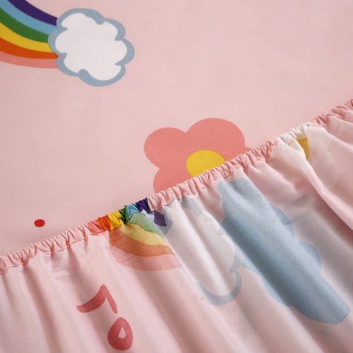 SDY 4PCS Rainbow Bedding Sheet Set,Twin Size Cute Pink Unicorn Sheets Set Included 1 Deep Pocket Fitted Sheet+1 Top Flat Sheet+2 Pillowcases for Kids Girls Toddler…