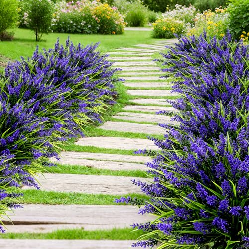 Purple Artificial Outdoor Flowers - 24 Bundles UV Resistant Faux Plants