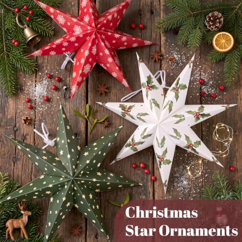 Paper Jazz Foldable 7-Point Star Lantern Ornaments - 5 Designs Indoor Xmas Decorations