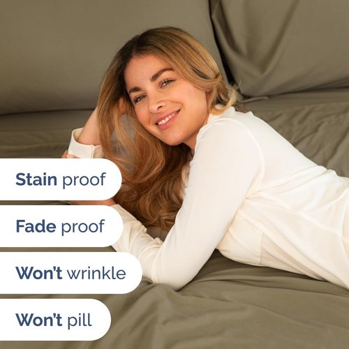 Full XL Bed Sheet Set by Hotel Luxury - Soft, Breathable & Cooling 4-Piece Bedding - Deep Pockets, Fade & Wrinkle Free - Khaki