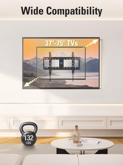 Mounting Dream TV Wall Mount - Universal Tilt for 37-75 Inch TVs | 132lbs Capacity, Low Profile Design