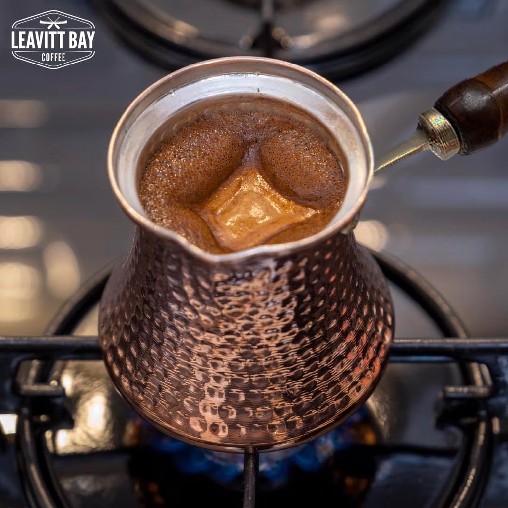 Turkish Coffee Set – Turkish Coffee Maker Set w/ 2 Cups, Sugar Dish, & Copper Pot (Cezve) – Traditional Gifts for Latte Lovers - 7oz