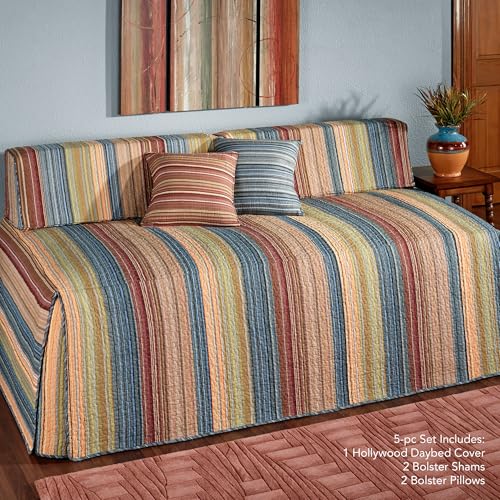 Katelin Quilted Daybed Bedding Set - 5 Piece, Cotton, Colorful Stripes