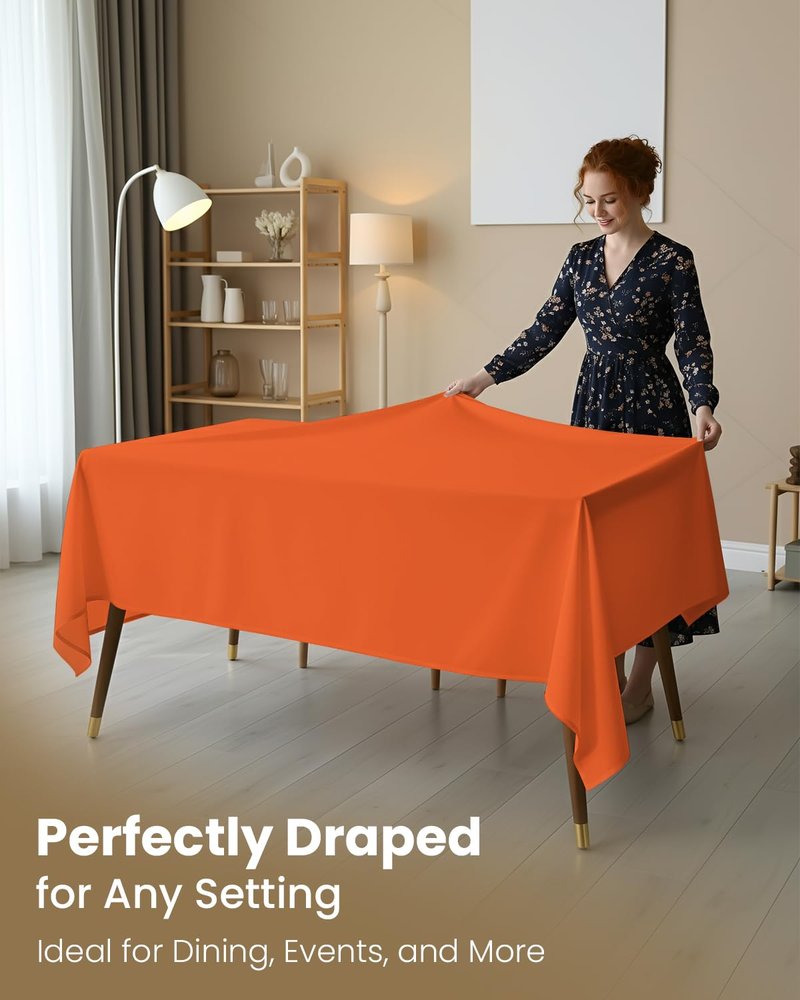 Utopia Kitchen Rectangle Table Cloth 2 Pack(60x102 Inches, Orange), Tablecloth Machine Washable, Polyester Table Cover for Dining, Buffet Parties, Picnics, Events, Weddings and Restaurants