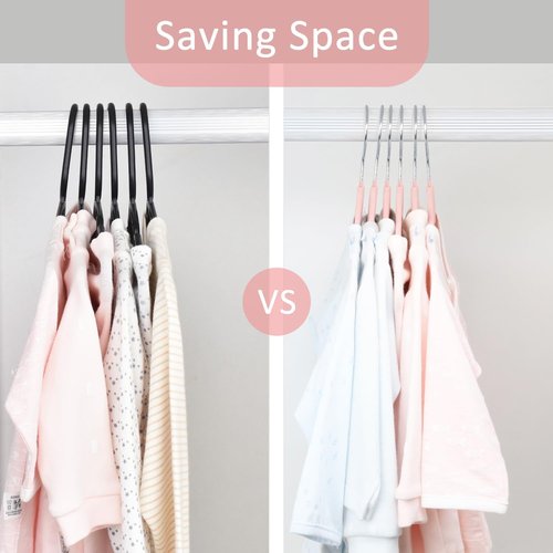 ManGotree Baby Hangers - Ultra Thin Non-Slip Kids Coat Hangers | 15 Pack in Light Pink