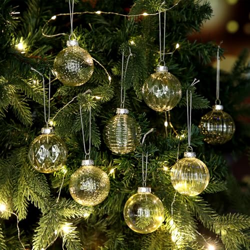 Soulchen 12-Piece Clear Glass Christmas Ornaments 2.36" Ball Set