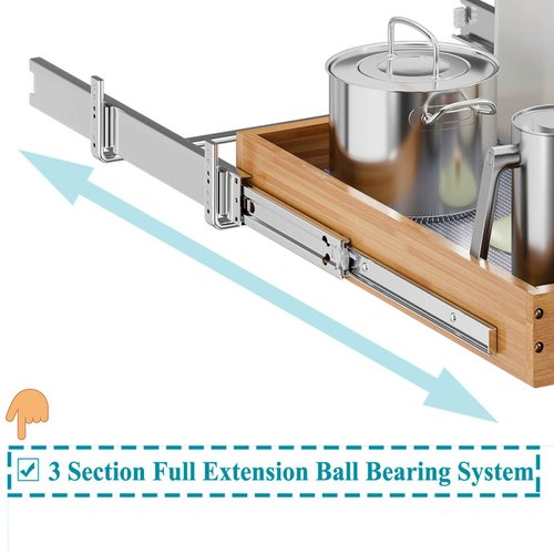 OCG Pull Out Cabinet Organizer 20"W x 21"D, Slide Out Wood Drawer Shelf, Pull Out Shelves for Base Cabinet Organization in Kitchen, Pantry, Bathroom