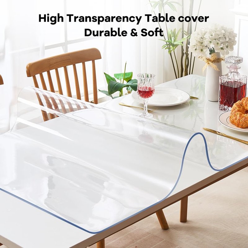 Transparent Vinyl Desk Cover Protector Clear Office Compurte Writing Desk Mat Crytal Plastic Dining Living Room Table Protector PVC Table Pads Anti Scratch Waterproof Non-Slip 14x55 Inch 1.5mm Thick