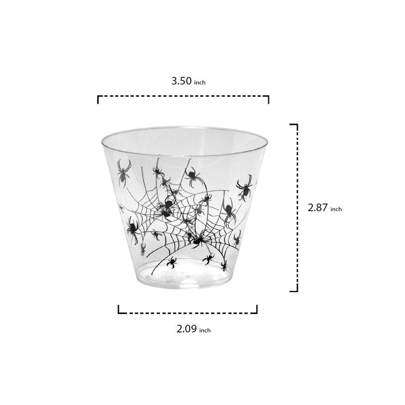 Party Essentials N92042-2 Disposable Plastic Halloween Party Cups/Glasses, Spider Print, 9-Ounce., 40-Count