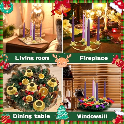 Gold Metal Advent Wreath Candle Holder Ring - Fits 5 Taper Candles
