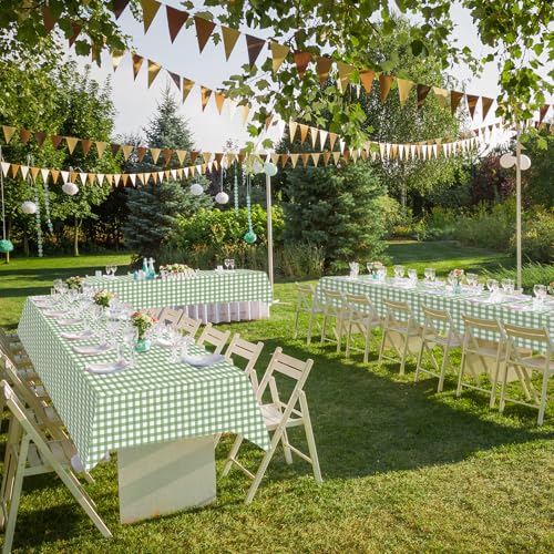 12-Pack Sage Green Gingham Tablecloths, 54x108 Inch Disposable Table Covers