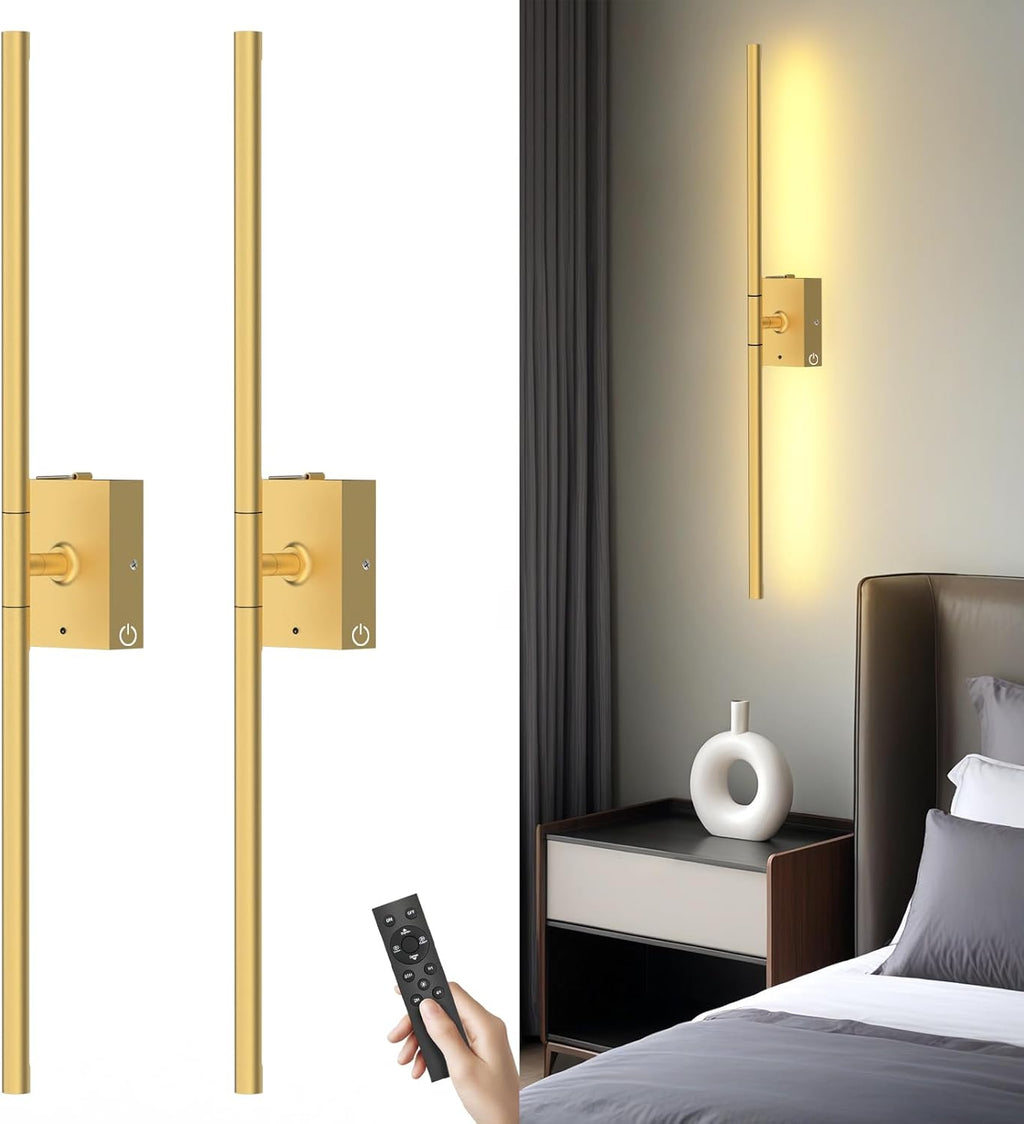 Skiennix Battery Operated Wall Sconces - 10000mAh Rechargeable LED Lights with Remote | 360° Rotation, 3000K-6000K