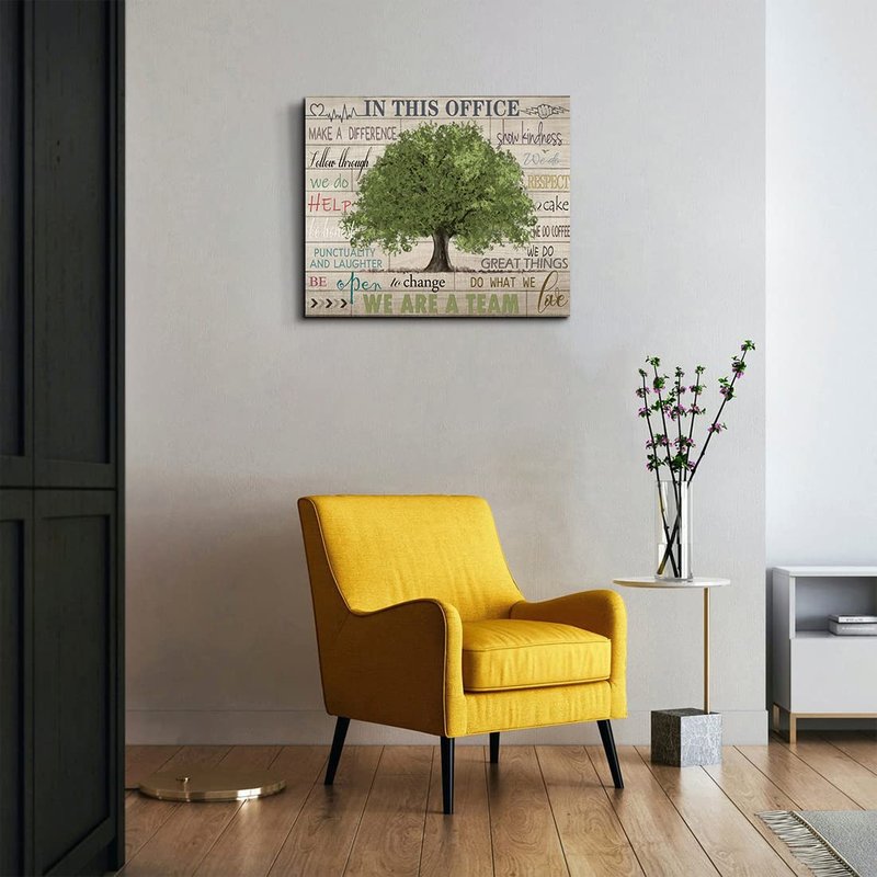 Inspirational Quotes Wall Art Prints Motivational Sayings Wall Decor Rustic Green Tree Picture Posters Framed Canvas Wall Decor for School Office Classroom College Decoration, 20x24 Inch