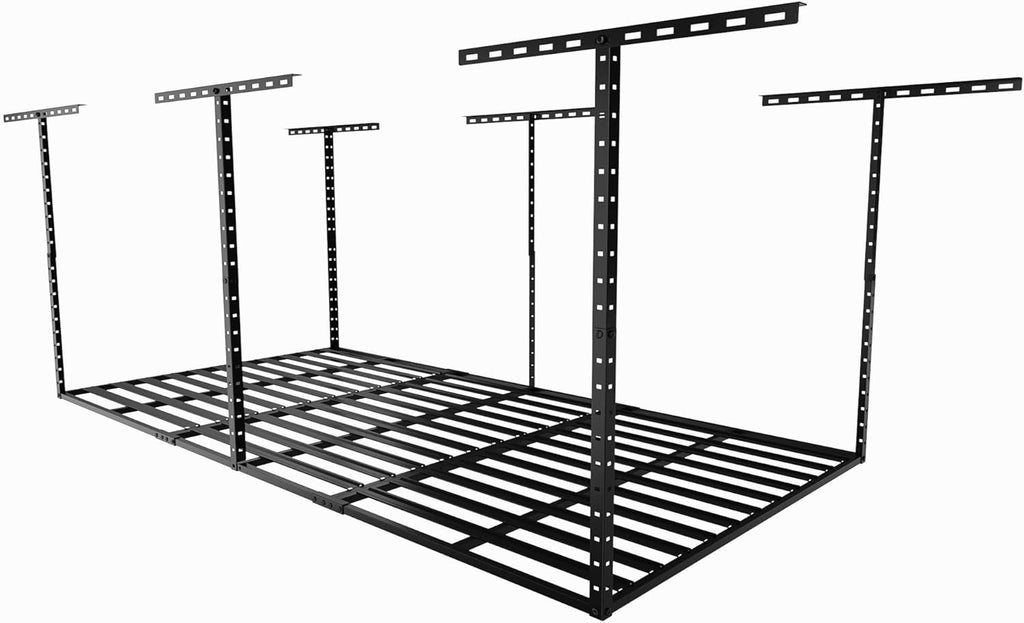 SunsGrove Overhead Garage Storage Rack - Adjustable Ceiling Mount | 800LBS Capacity, Hammertone Black