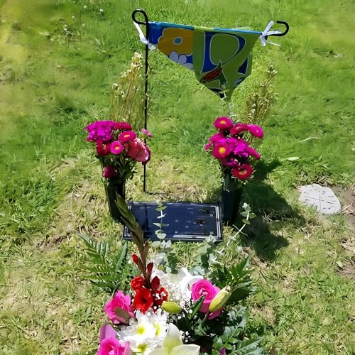 Cemetery Memorial Vases with Ground Stakes - 6 Pack Black Grave Flower Holders