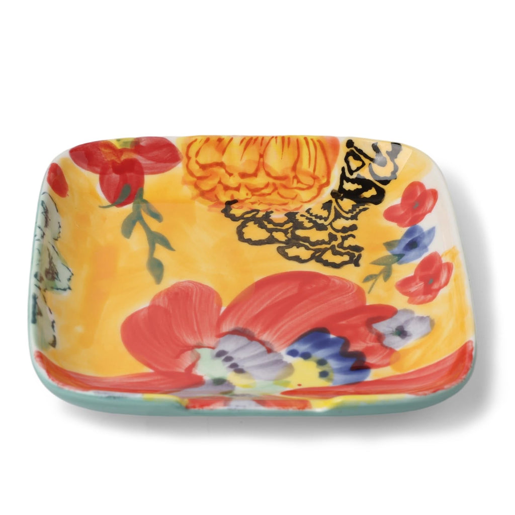 Colorful Hand Painted Spoon Rest 4.75 Inches Ceramic Spoon Holder for Kitchen Counter Stove Top, Dishwasher Safe, Multicolor (Set of 2)