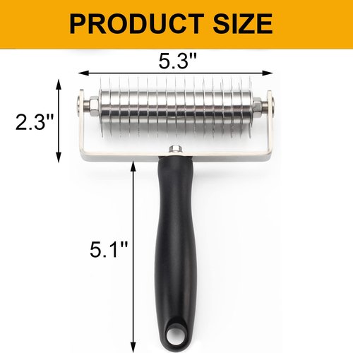 EVEDMOT Pastry Lattice Roller Cutter, Stainless Steel Multi-Wheel Dough Cutter with Comfortable Grip Handle, Pie Crust Strip Cutters for Pastry, Pizza Dough, Bread & Beef Wellington